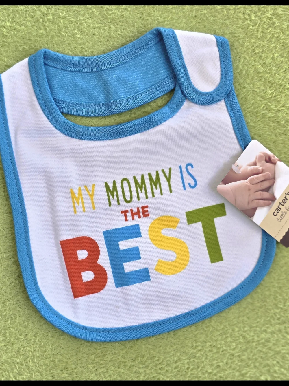 NWT  Baby BOYS - BIB - MY MOMMY IS THE BEST - White Blue Red Yellow + Green (Q4)